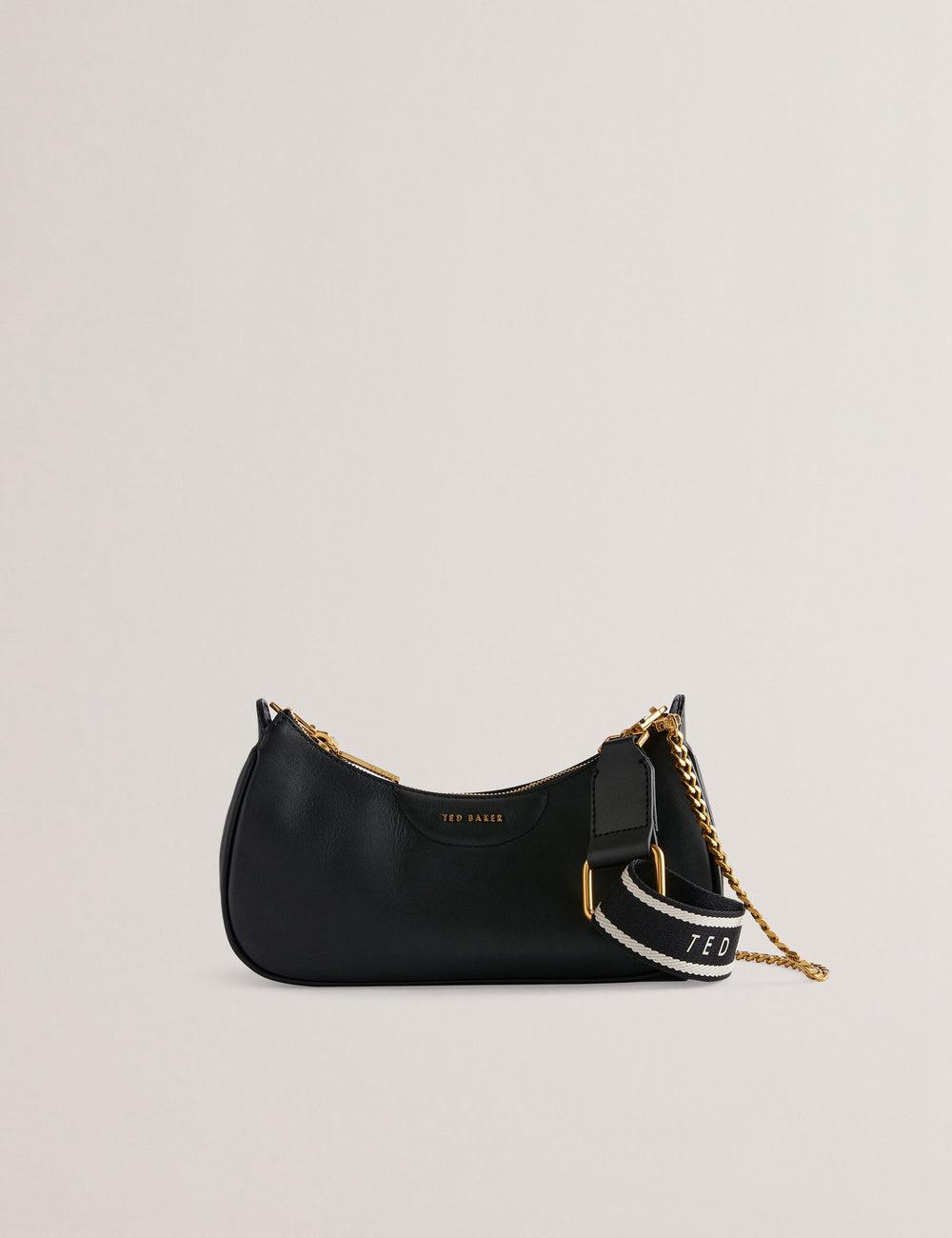 Ted Baker ESSIY - Leatheruette With Webbing Strap Schoudertassen Dames Zwart | REVB-98561