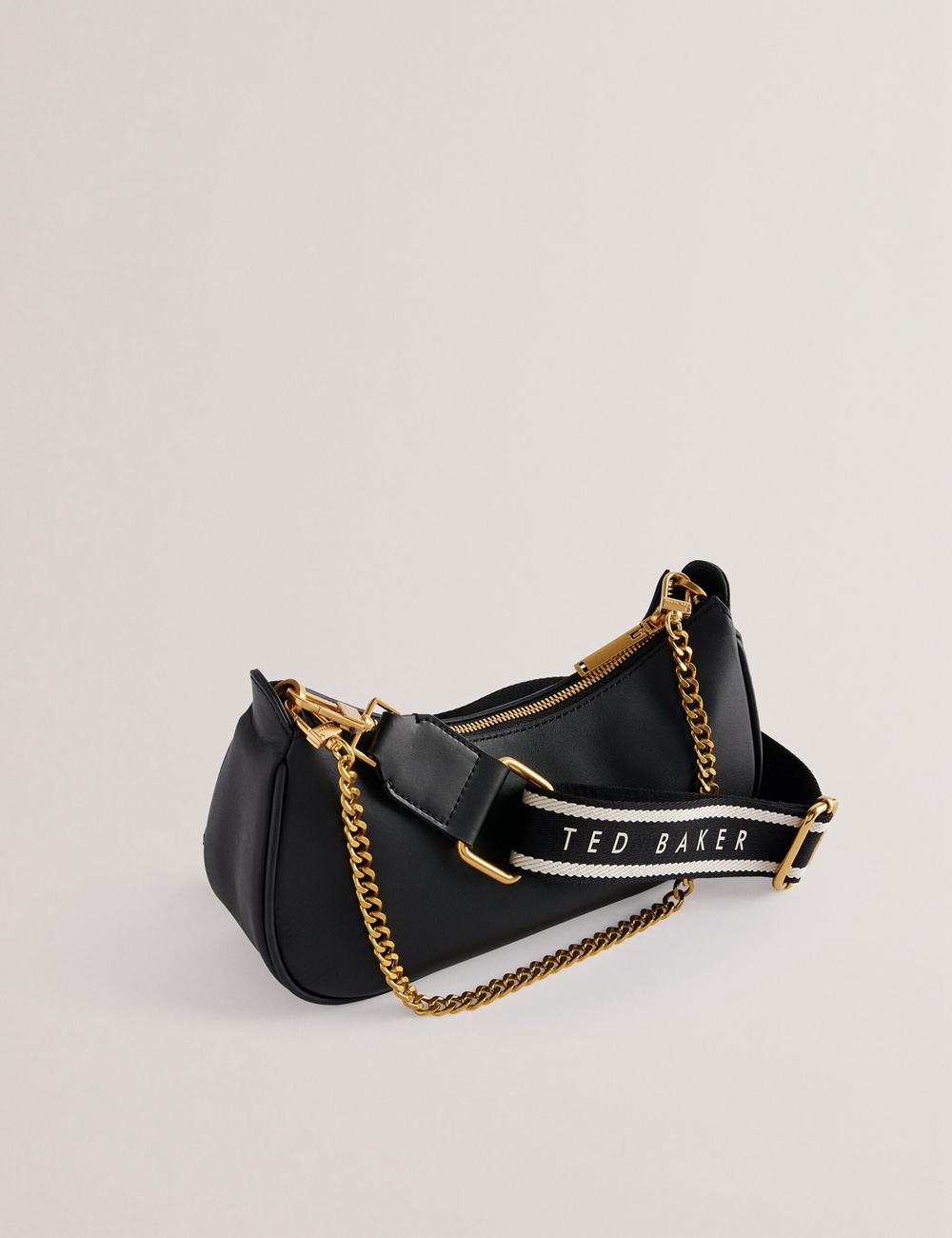 Ted Baker ESSIY - Leatheruette With Webbing Strap Schoudertassen Dames Zwart | REVB-98561