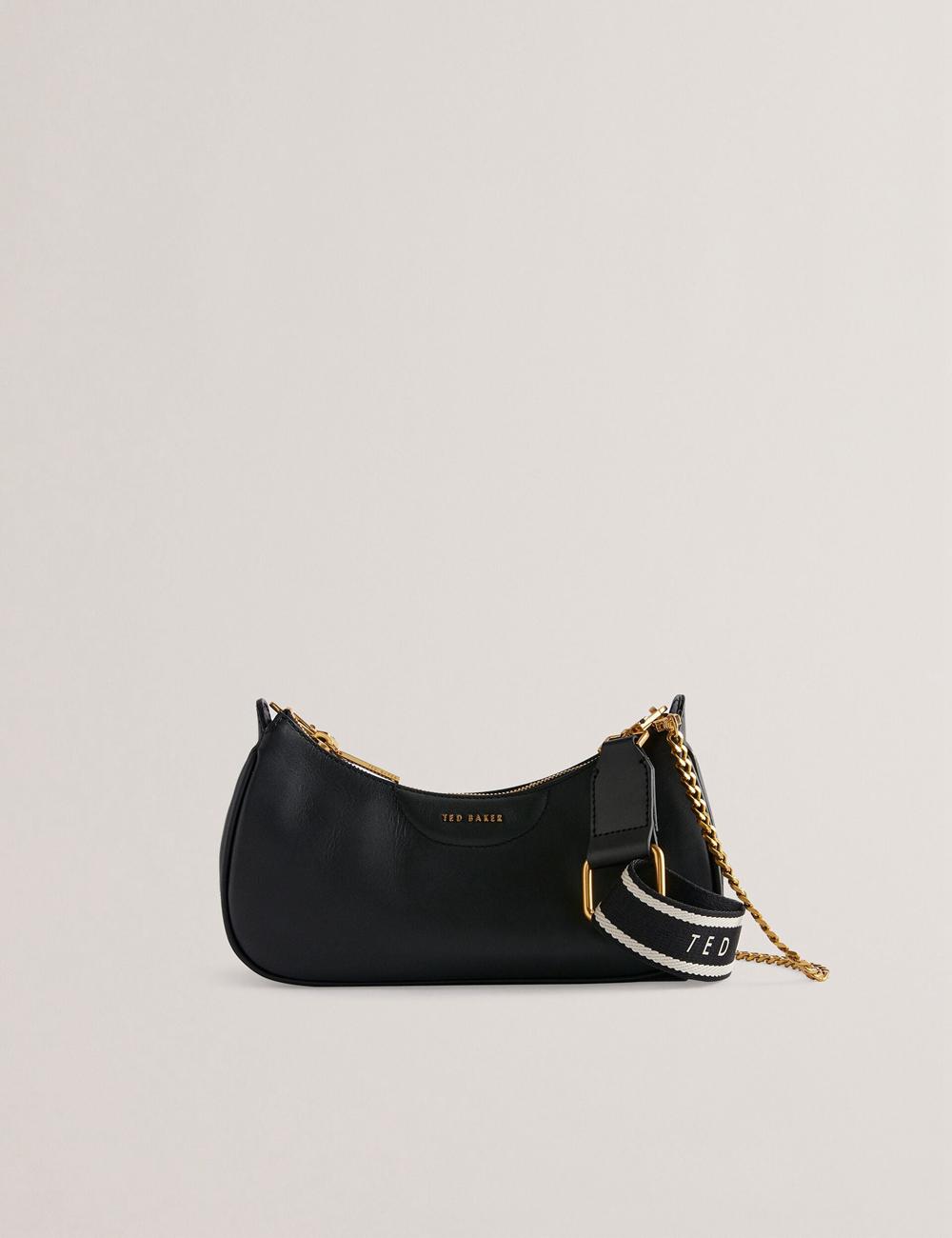 Ted Baker ESSIY - Leatheruette With Webbing Strap Schoudertassen Dames Zwart | REVB-98561