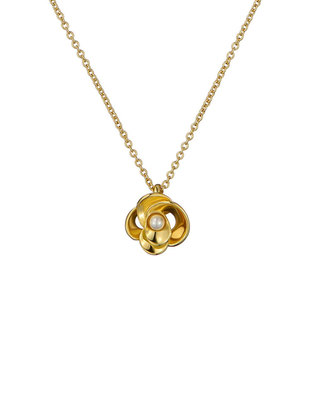 Ted Baker FLORA - Pearl Detail Flower Pendant Kettingen Dames Goud | BFRQ-32961