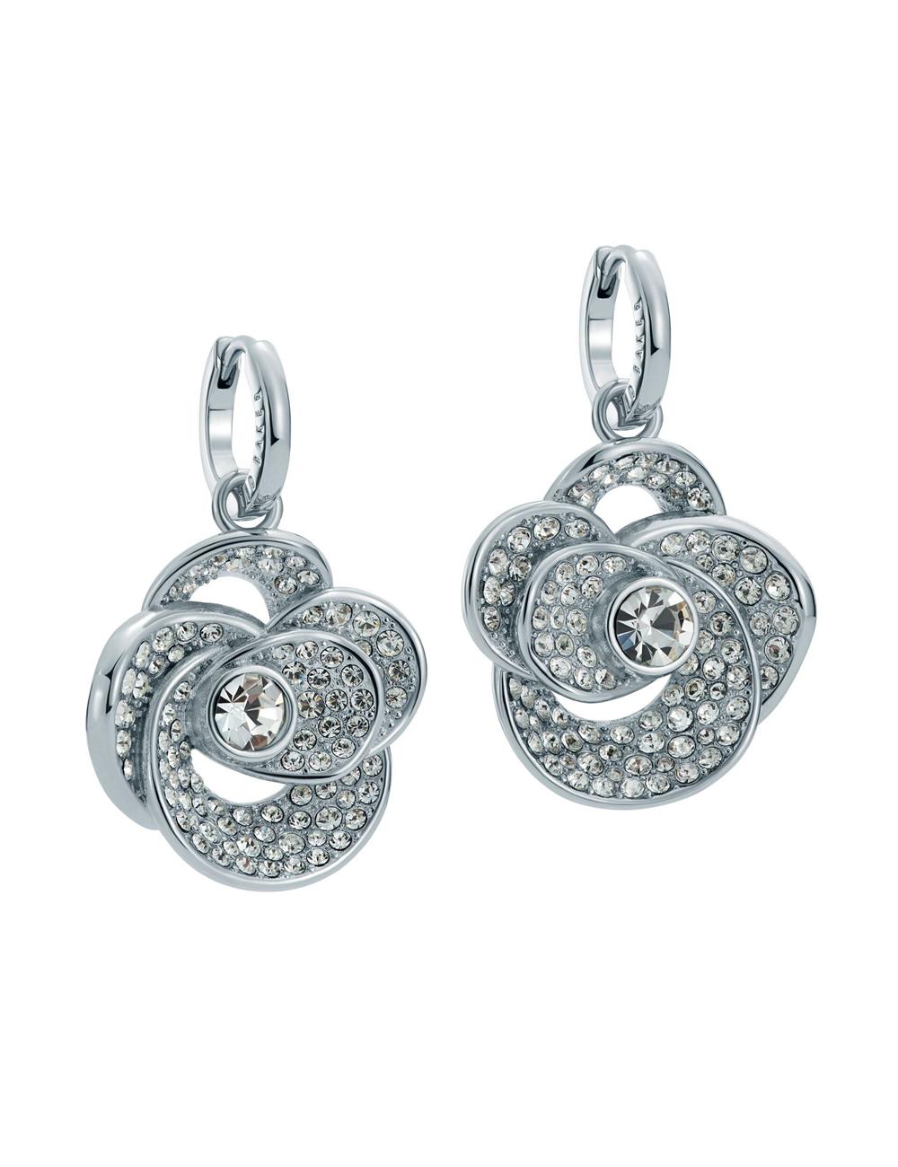 Ted Baker FLORENCE - Crystal Flower Pendant Huggie Oorbellen Dames Zilver | SPGA-46537