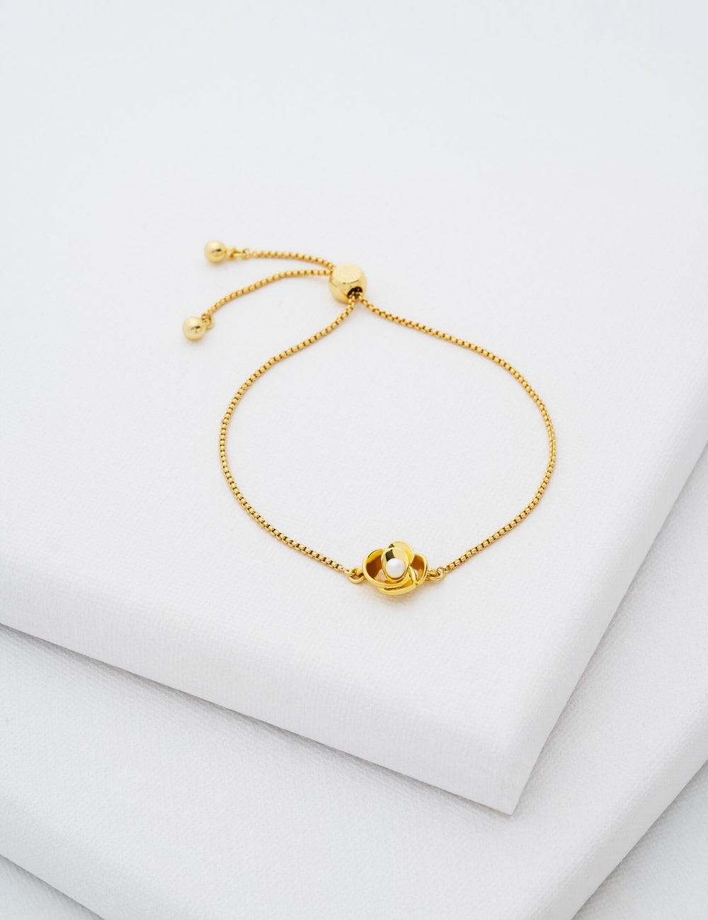 Ted Baker FLORIE - Pearl Flower Adjustable Chain Armbanden Dames Goud | XHDL-73256