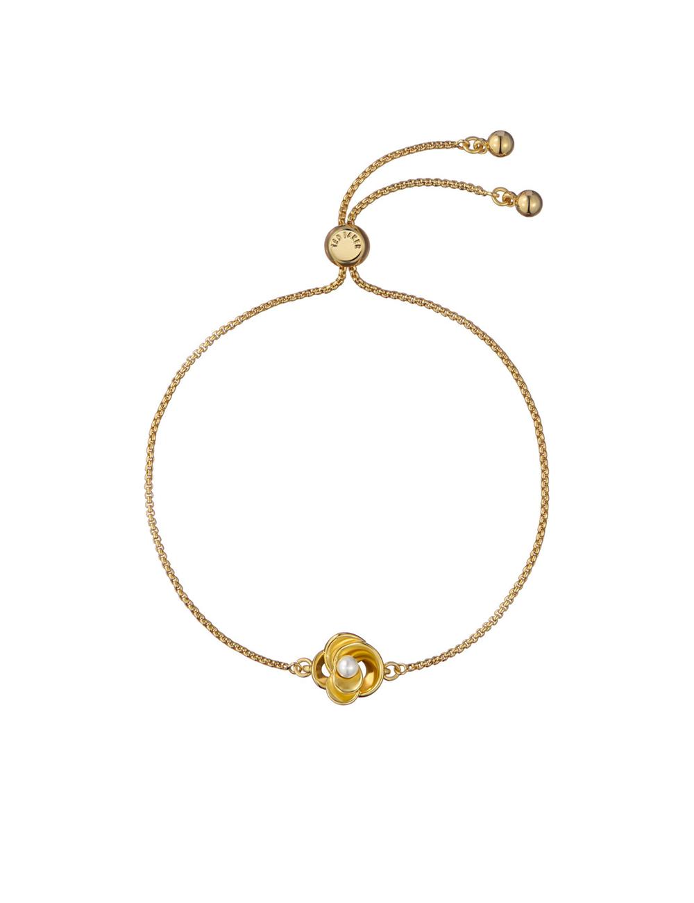 Ted Baker FLORIE - Pearl Flower Adjustable Chain Armbanden Dames Goud | XHDL-73256