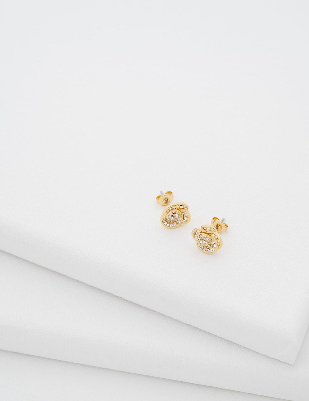 Ted Baker FLORINE - Crystal Flower Stud Oorbellen Dames Goud | AXHL-15628