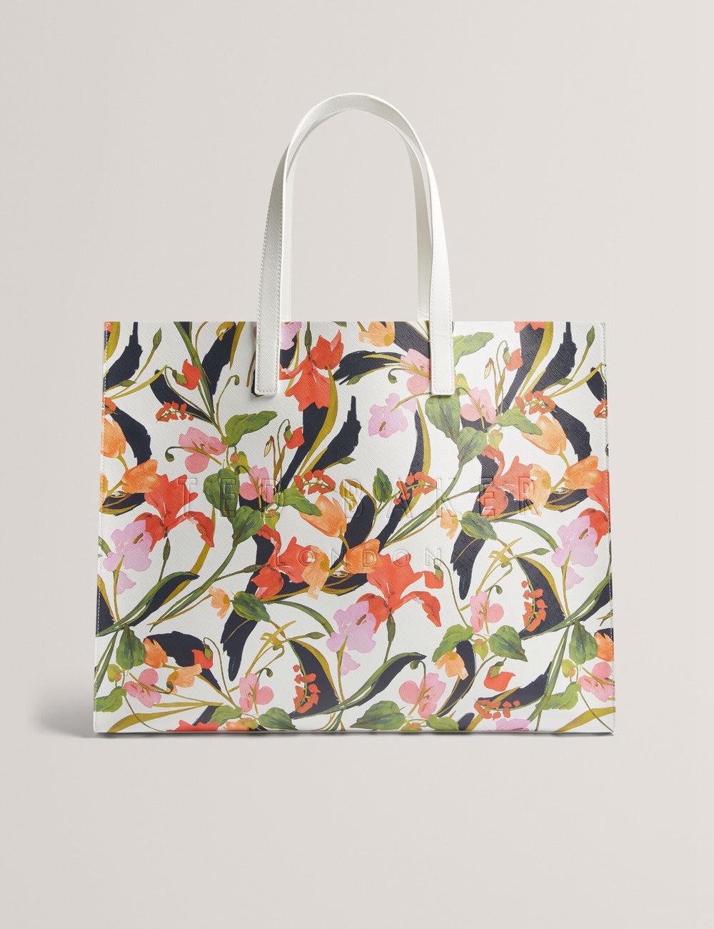 Ted Baker FLORISH - Floral Print PU Leather Wide Tote Tassen Dames Room | TLVD-13986