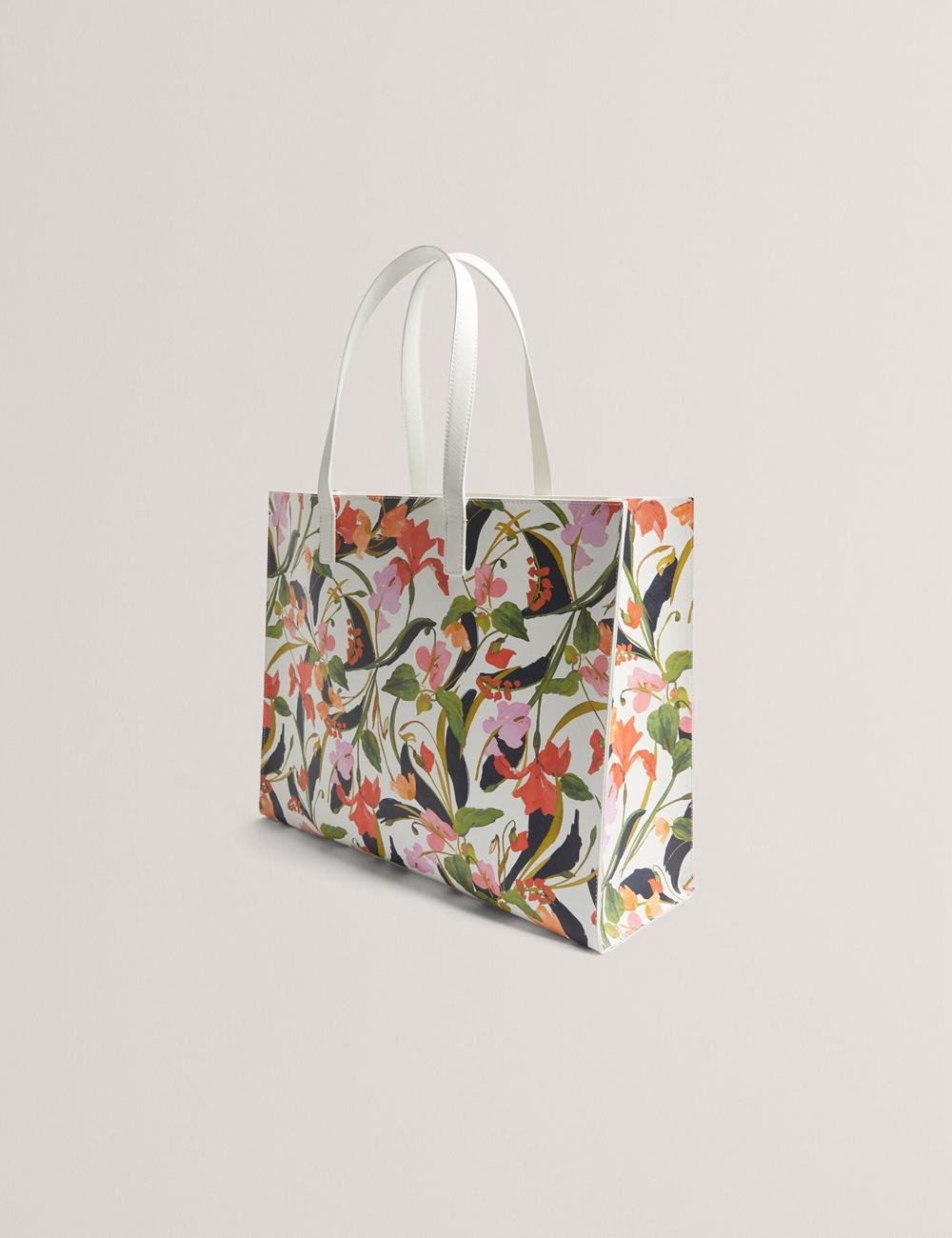 Ted Baker FLORISH - Floral Print PU Leather Wide Tote Tassen Dames Room | TLVD-13986