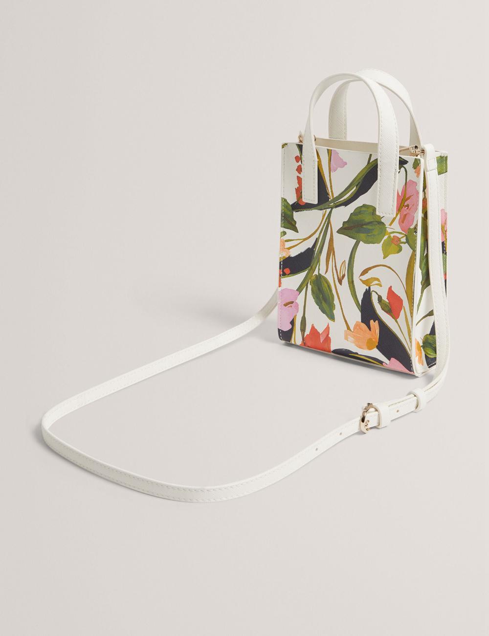 Ted Baker FLOWEIA - Floral Faux Leather Mini Tote Tassen Dames Room | UWKY-36057