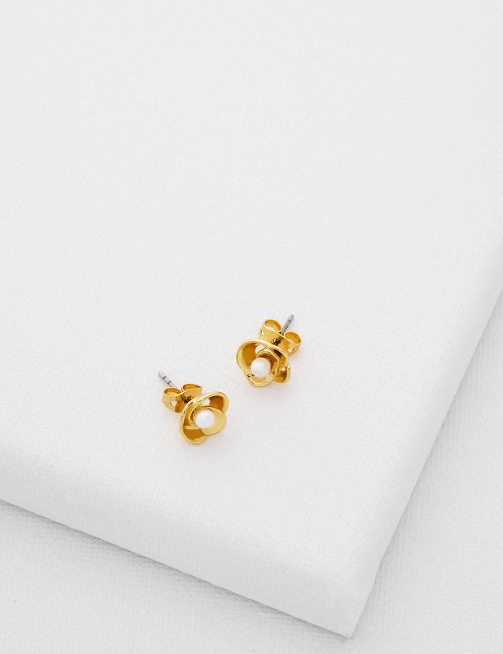 Ted Baker FLO - Pearl Flower Stud Oorbellen Dames Goud | XQVU-30572