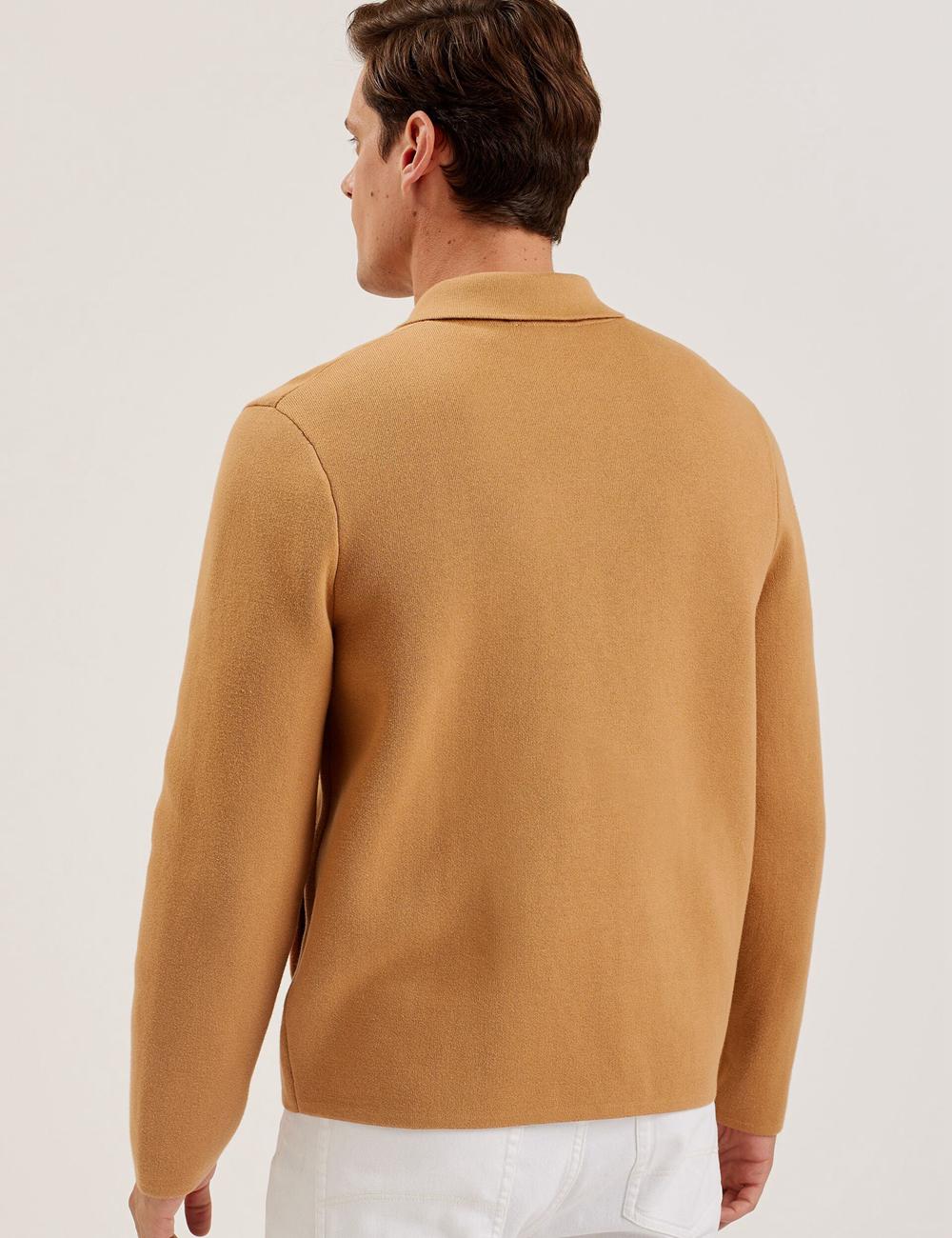 Ted Baker FREDER - Knitted Cotton Blend Overhemd Heren Bruin | GKQR-24860