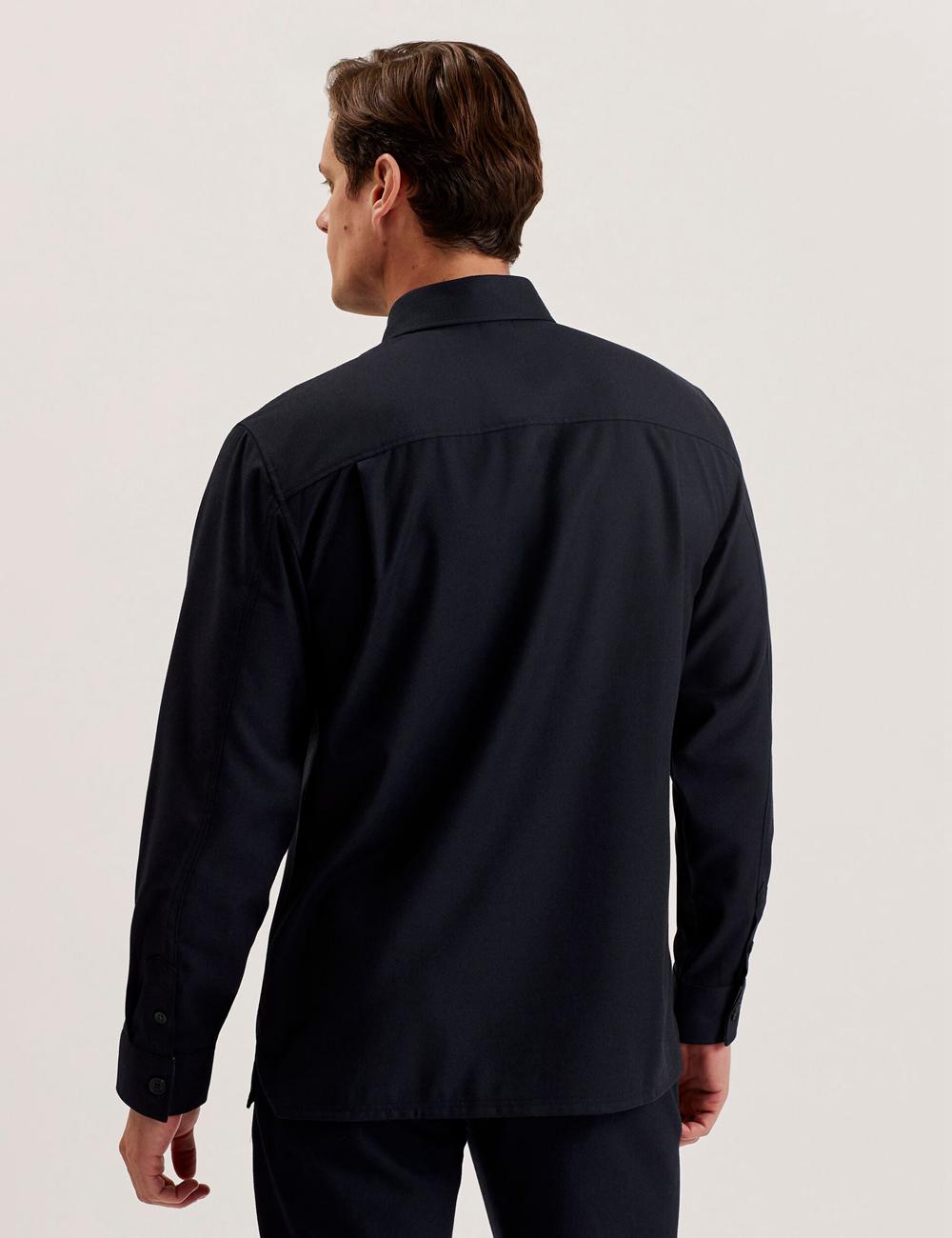 Ted Baker GAIUS - Wool Blend With Pocket Detail Overhemd Heren Donkerblauw | RBDT-07219