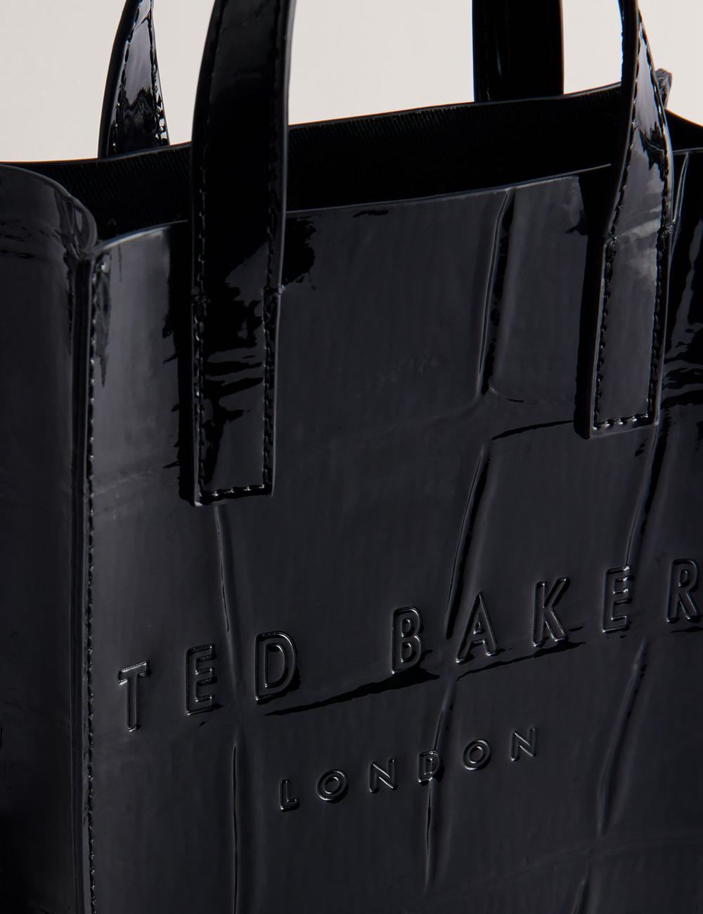 Ted Baker GATOCON - Mini Croc Effect Patent Tote Tassen Dames Zwart | GEXU-74263