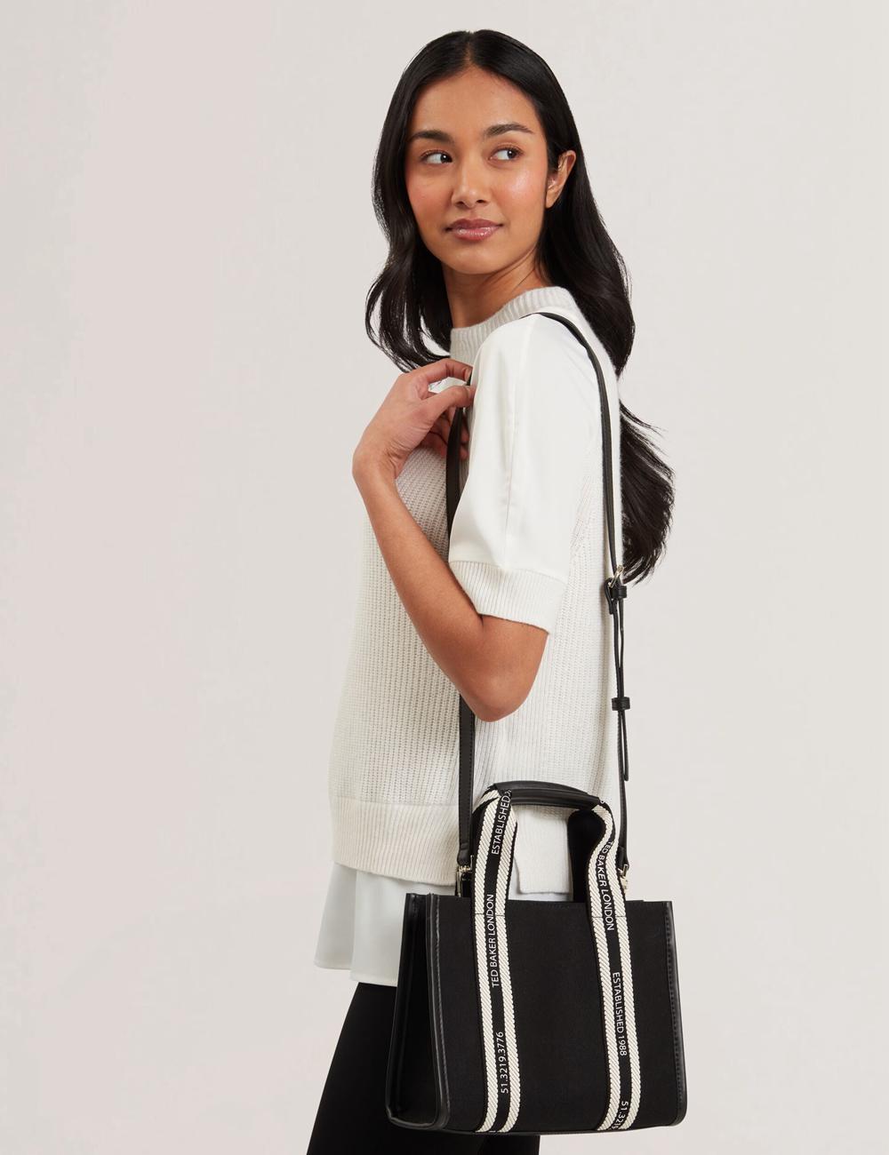 Ted Baker GEORJEA - Branded Webbing Canvas Small Tote Tassen Dames Zwart | UHPQ-64580