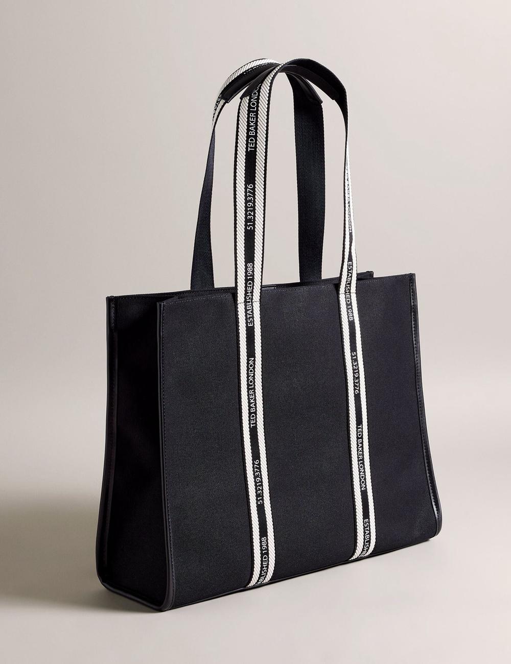Ted Baker GEORJEY - Branded Webbing Canvas Large Tote Tassen Dames Zwart | OHEZ-95410