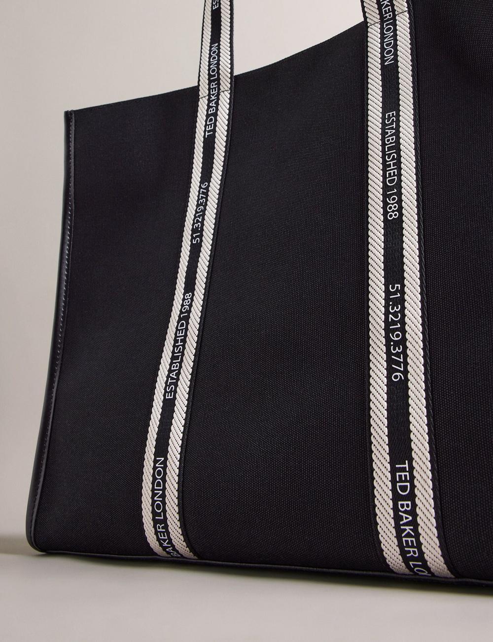 Ted Baker GEORJEY - Branded Webbing Canvas Large Tote Tassen Dames Zwart | OHEZ-95410