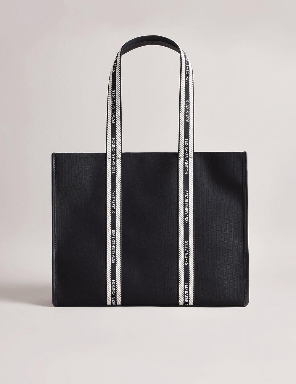 Ted Baker GEORJEY - Branded Webbing Canvas Large Tote Tassen Dames Zwart | OHEZ-95410