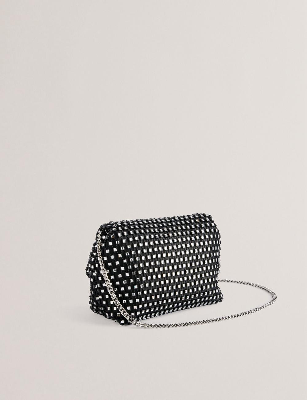 Ted Baker GLITSZI - Crystal Cage Mini Crossbodytassen Dames Zwart | HWMD-64230