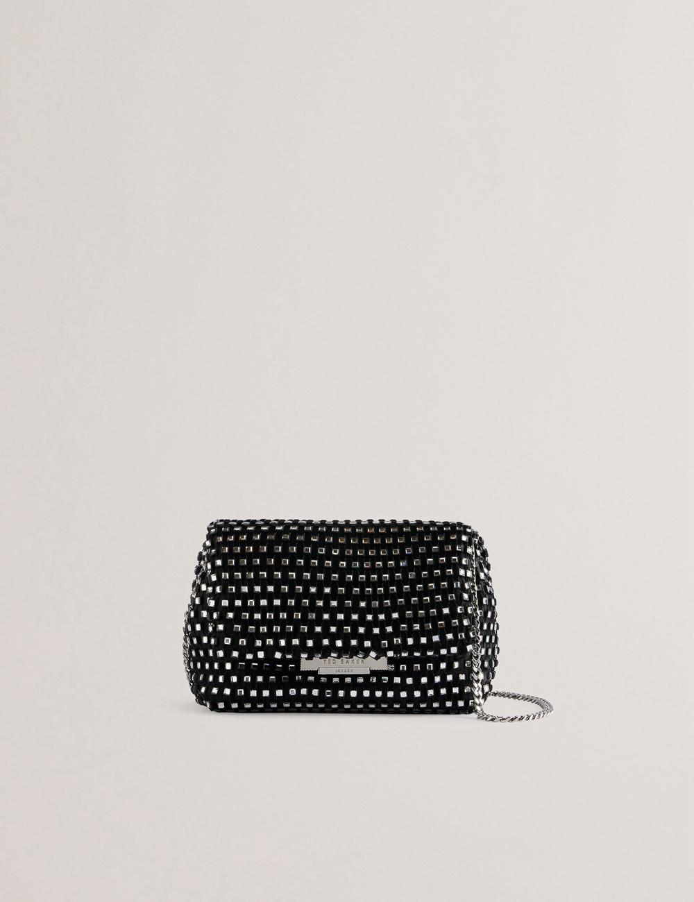 Ted Baker GLITSZI - Crystal Cage Mini Crossbodytassen Dames Zwart | HWMD-64230