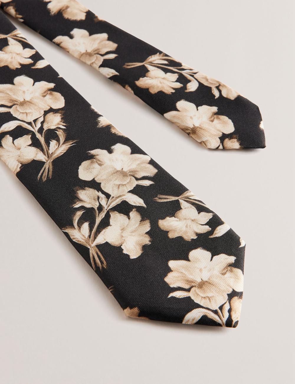 Ted Baker GOULDE - Two Tone Floral Print Silk Stropdassen Heren Zwart | VGMX-69451