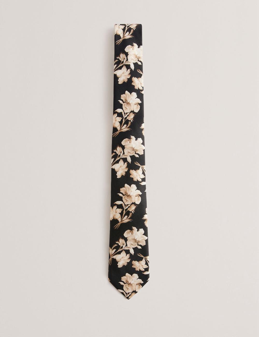 Ted Baker GOULDE - Two Tone Floral Print Silk Stropdassen Heren Zwart | VGMX-69451