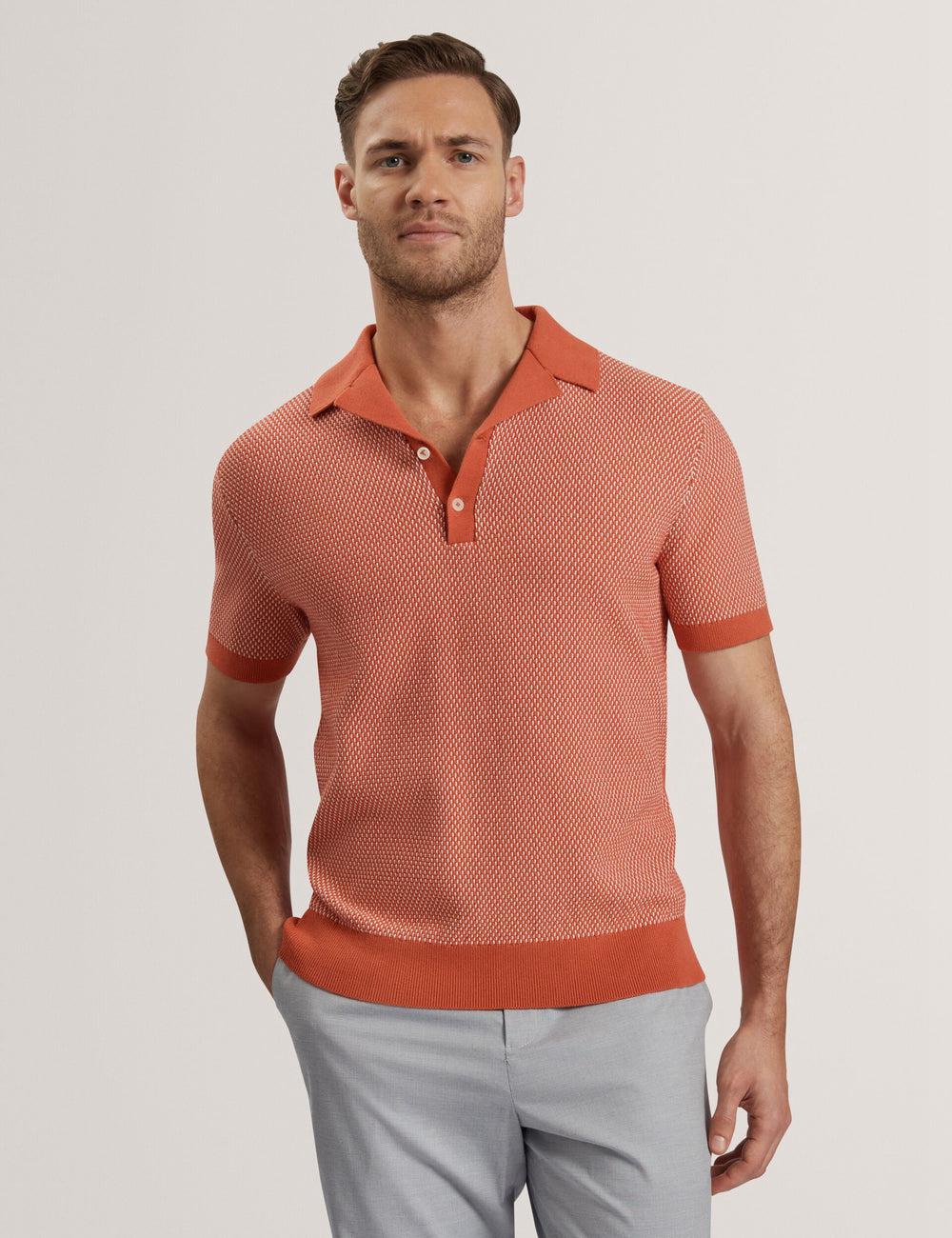 Ted Baker GREGRY - Short Sleeve Small Stitch Knitted Poloshirt Heren Rood | PTAD-94860