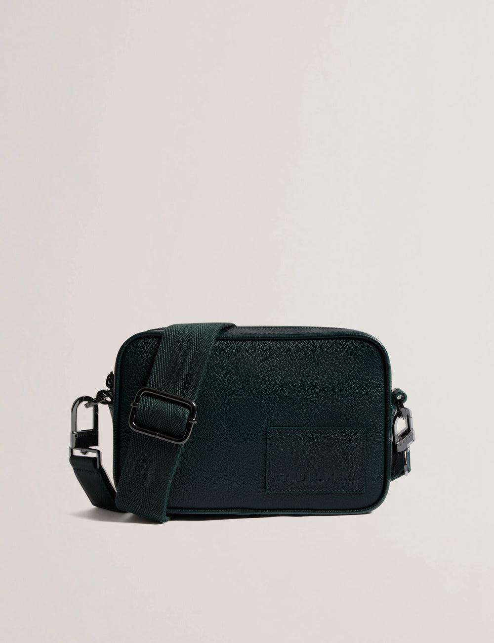 Ted Baker GRIFIN - Grained Leather Crossbody Pouch Crossbodytassen Heren Groen | BHFK-86034