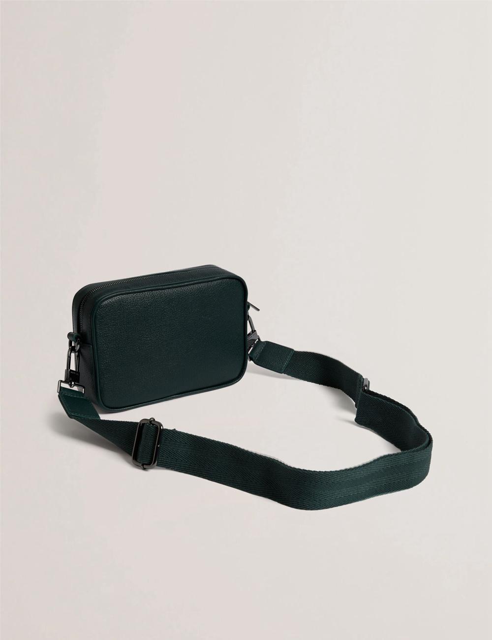 Ted Baker GRIFIN - Grained Leather Crossbody Pouch Crossbodytassen Heren Groen | BHFK-86034