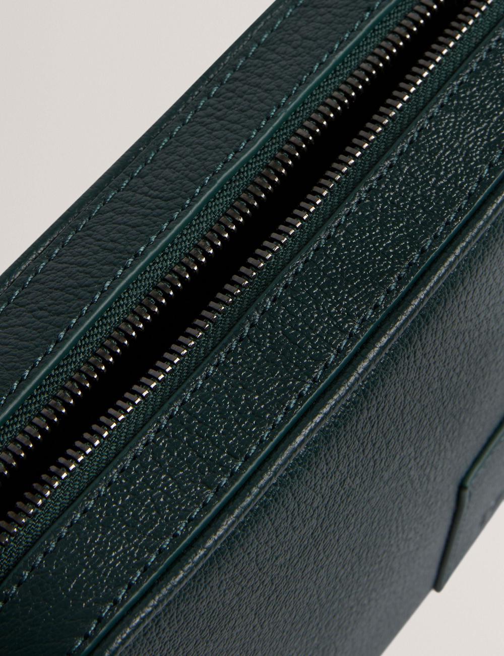 Ted Baker GRIFIN - Grained Leather Crossbody Pouch Crossbodytassen Heren Groen | BHFK-86034