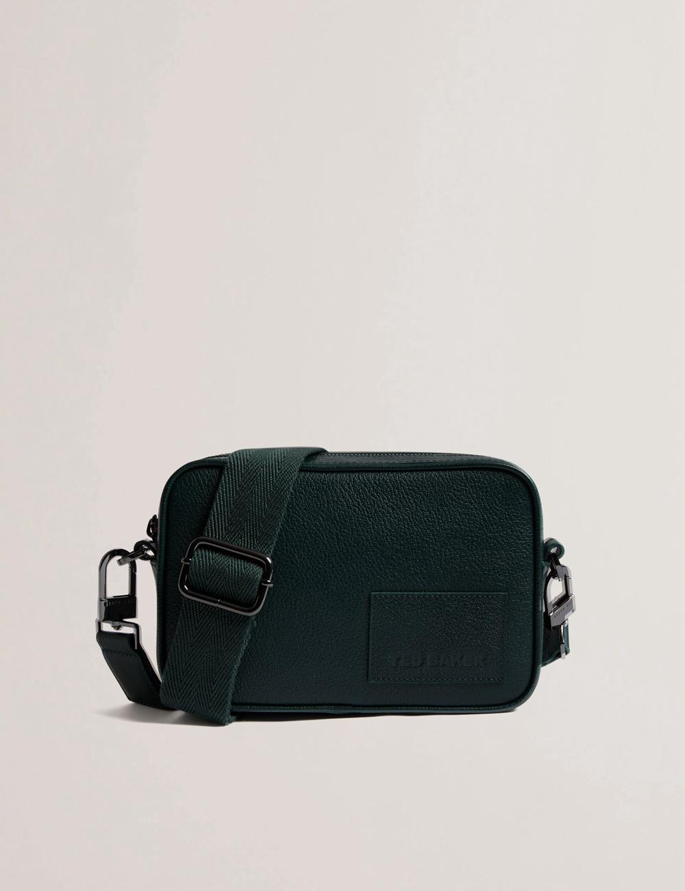 Ted Baker GRIFIN - Grained Leather Crossbody Pouch Crossbodytassen Heren Groen | BHFK-86034