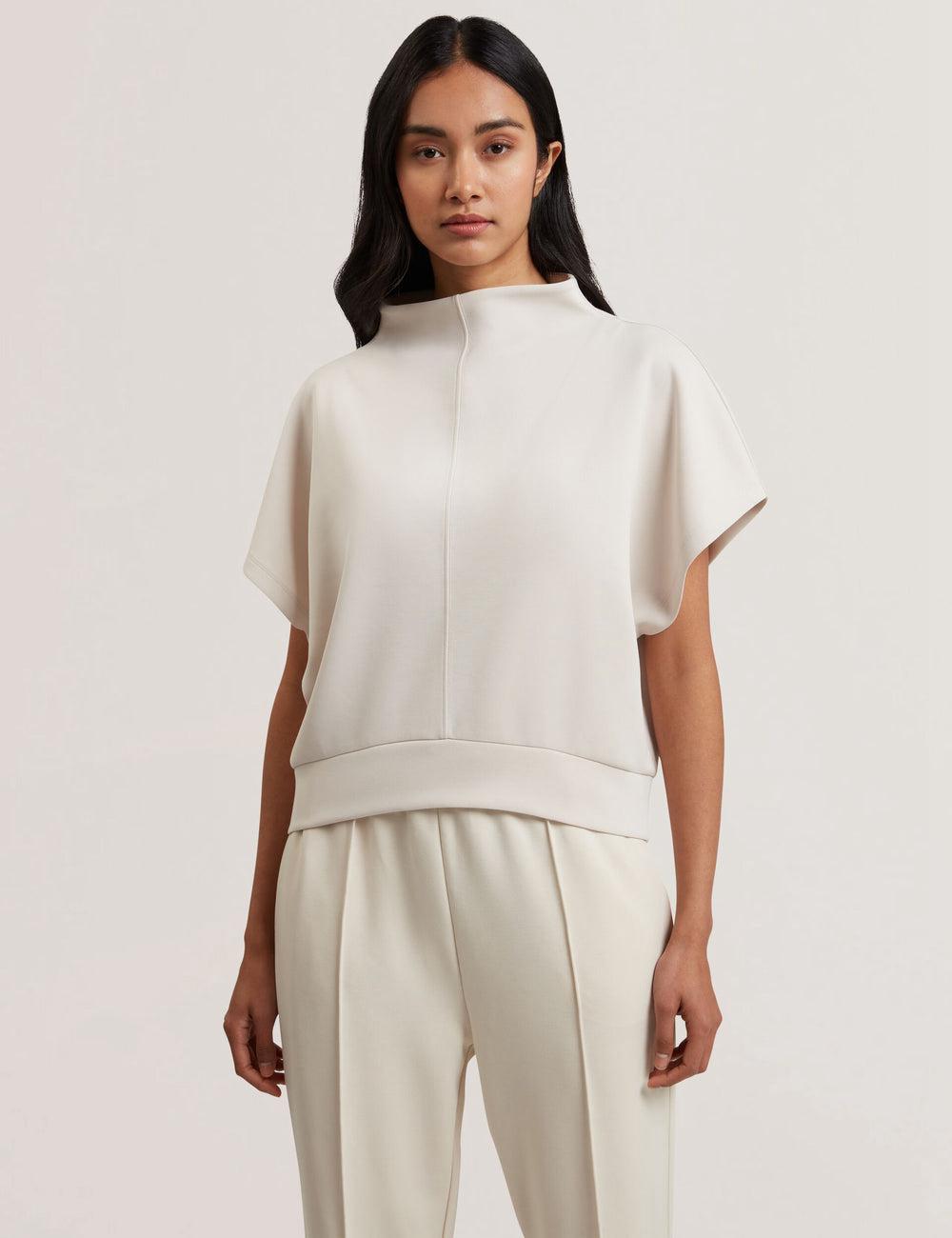 Ted Baker HALIYY - Funnel Neck Boxy Short Sleeve Sweatshirts Dames Ivory | BGJA-06375