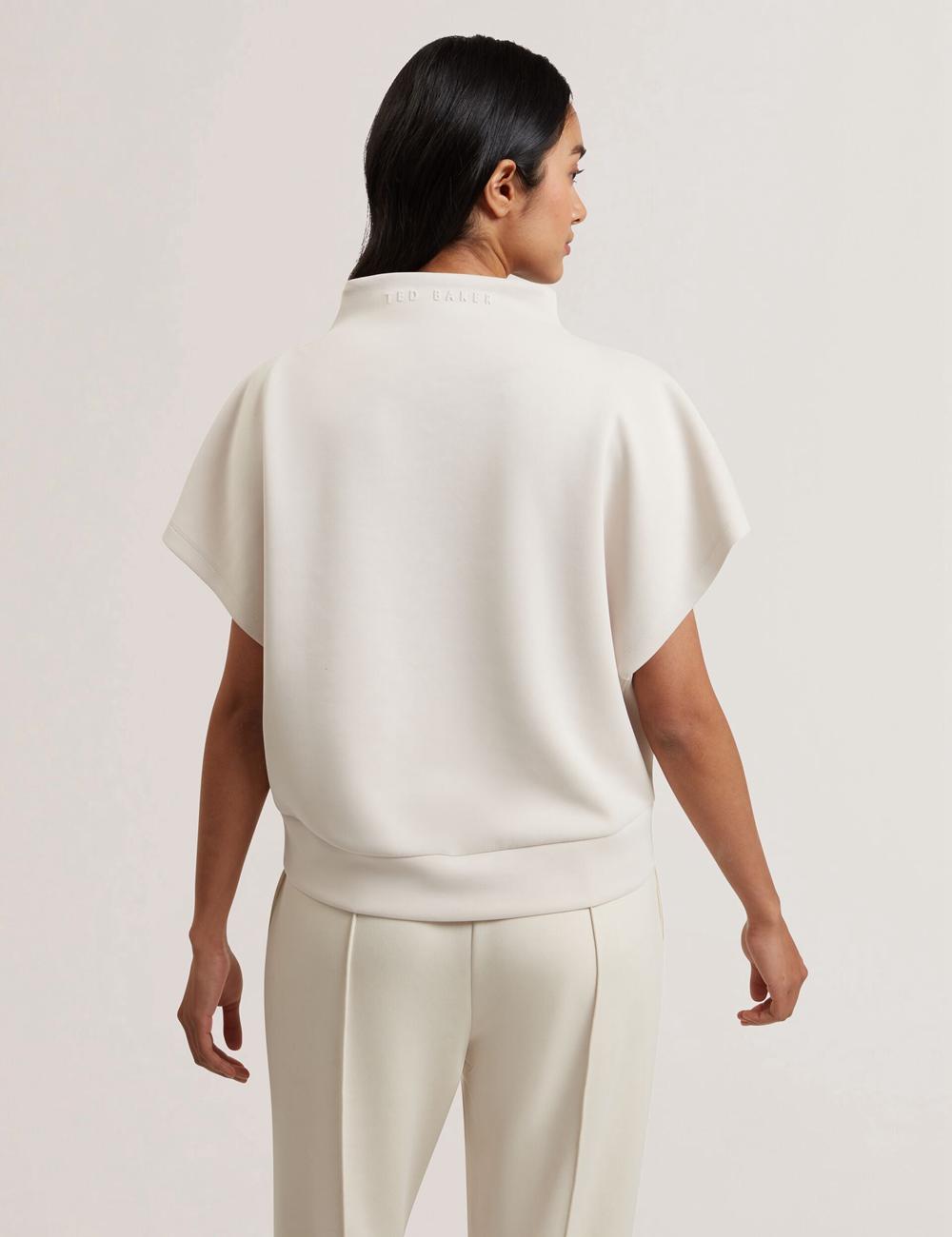 Ted Baker HALIYY - Funnel Neck Boxy Short Sleeve Sweatshirts Dames Ivory | BGJA-06375