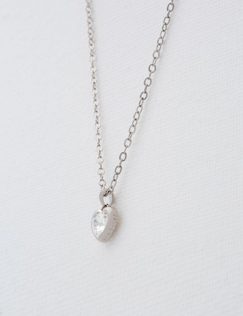 Ted Baker HANNELA - Solitaire Crystal Heart Pendant Kettingen Dames Zilver | ZIJD-83569