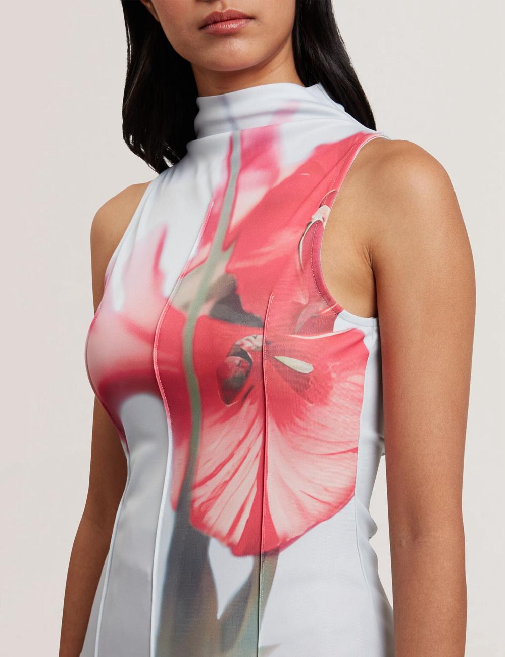 Ted Baker HARPLNN - Floral High Neck Jersey Topjes Dames Blauw | YLSN-32710