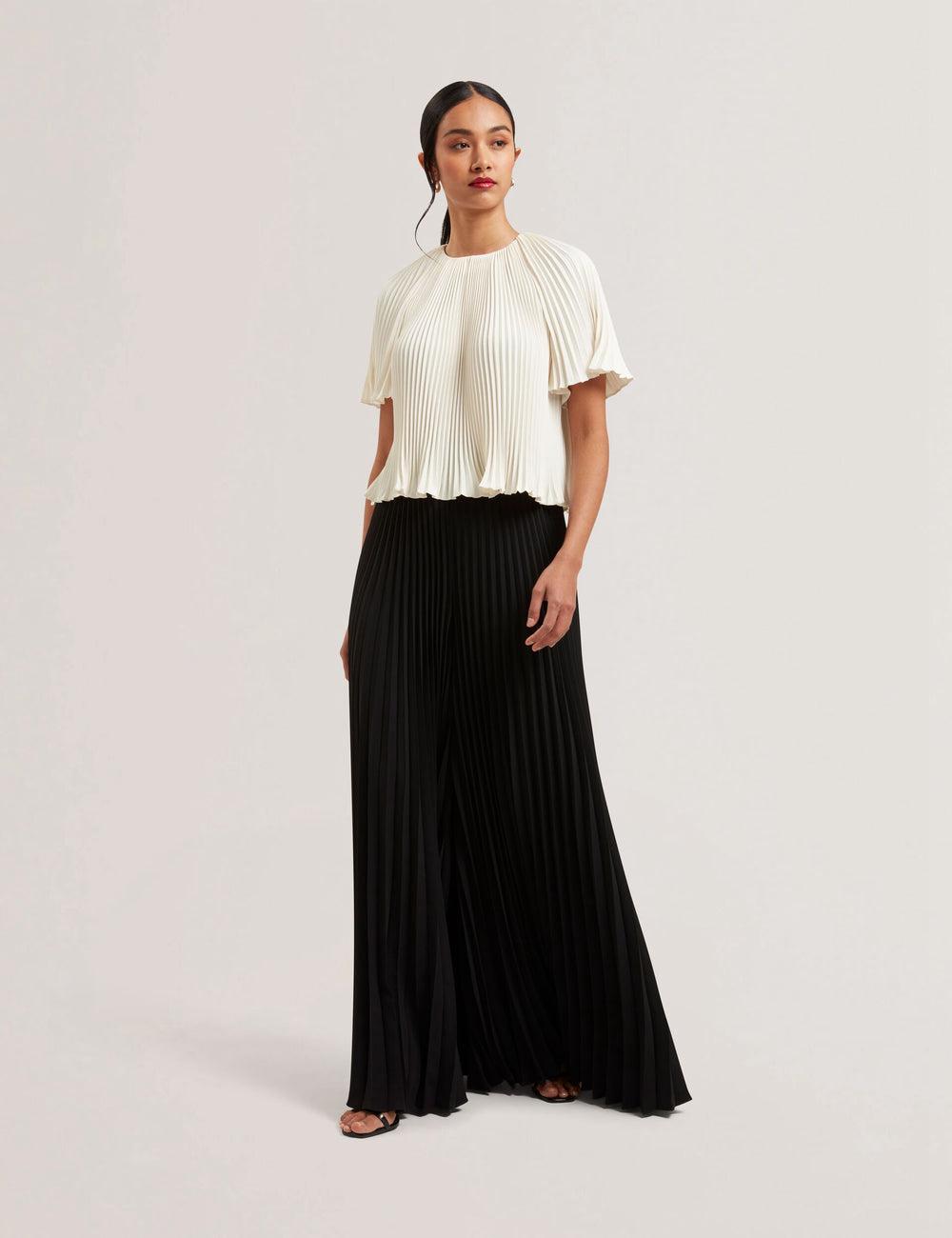 Ted Baker HARYX - Pleated Wide Leg Palazzo Broek Dames Zwart | OSNA-92571