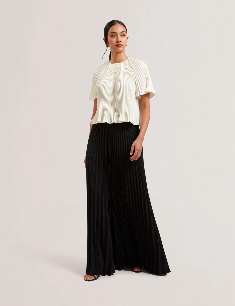 Ted Baker HARYX - Pleated Wide Leg Palazzo Broek Dames Zwart | OSNA-92571