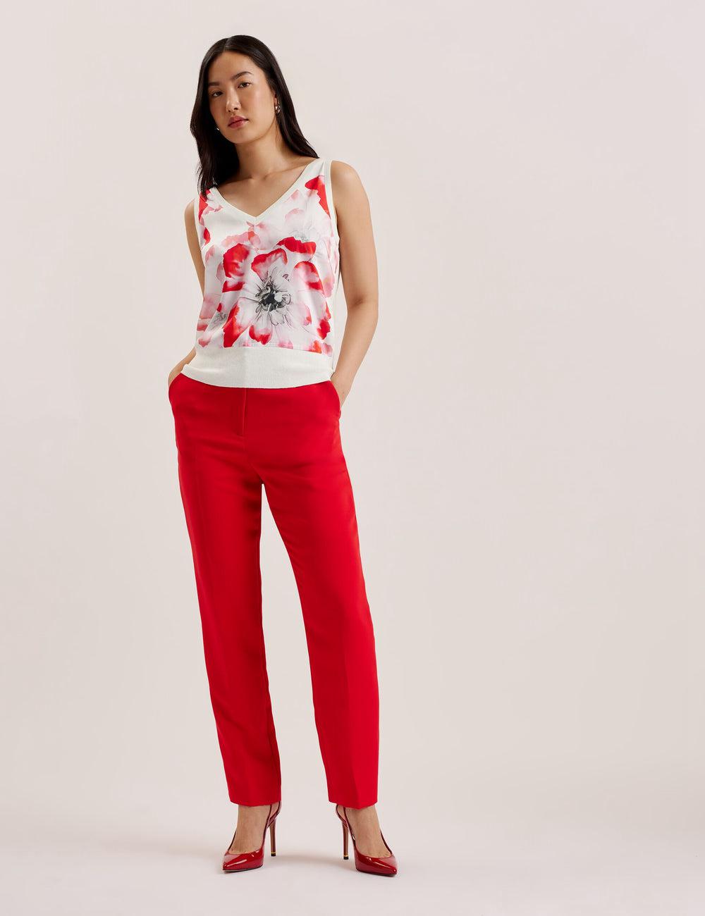 Ted Baker HEIDIII - Printed Panel V-Neck Knitted Vest Topjes Dames Ivory | ZLYI-25340