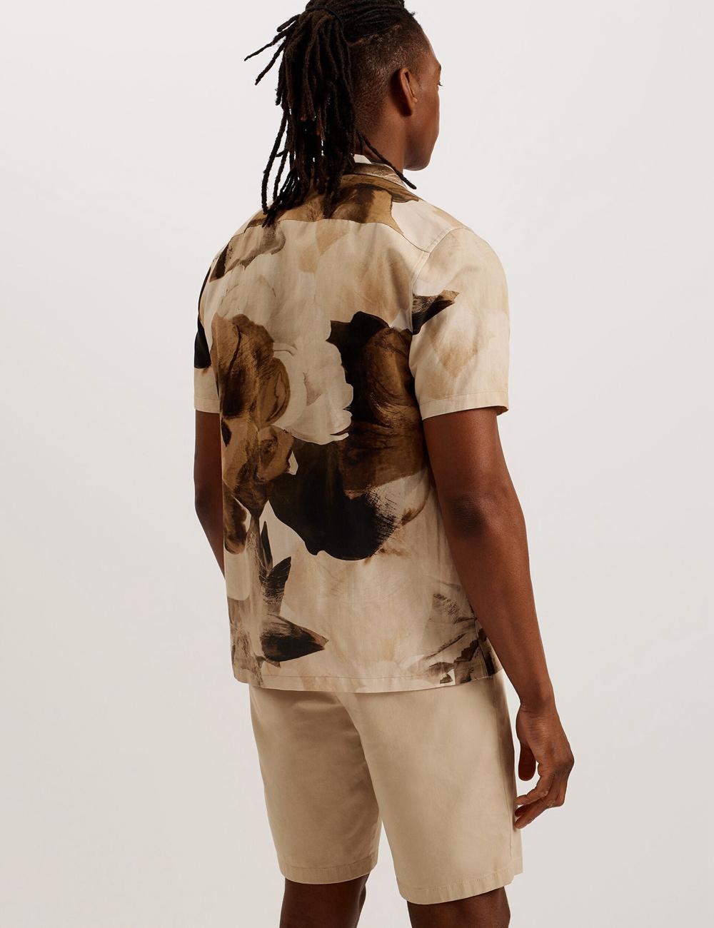 Ted Baker HENRIS - Short Sleeve Relaxed Floral Print Overhemd Heren Ecru | EXQK-10625