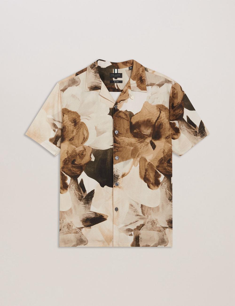 Ted Baker HENRIS - Short Sleeve Relaxed Floral Print Overhemd Heren Ecru | EXQK-10625