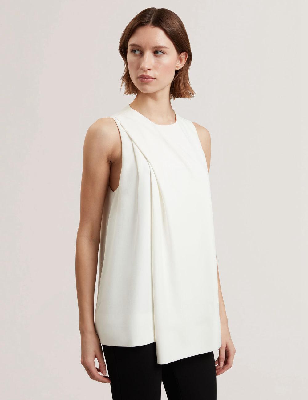 Ted Baker ICANA - Draped Front Asymmetric Sleeveless Topjes Dames Ivory | WTXU-57396