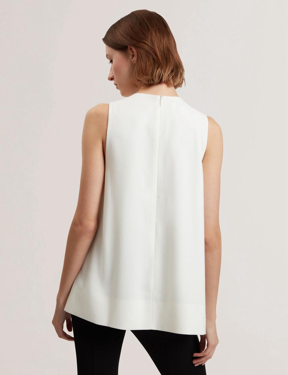 Ted Baker ICANA - Draped Front Asymmetric Sleeveless Topjes Dames Ivory | WTXU-57396