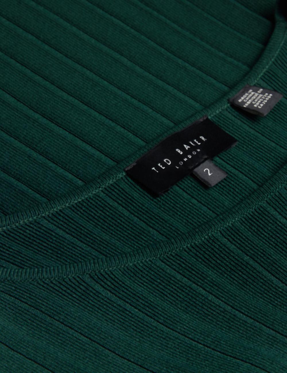 Ted Baker IIVANNA - Ribbed Knit Top With Fluted Short Sleeves Jumpers Dames Groen | VZLO-40356