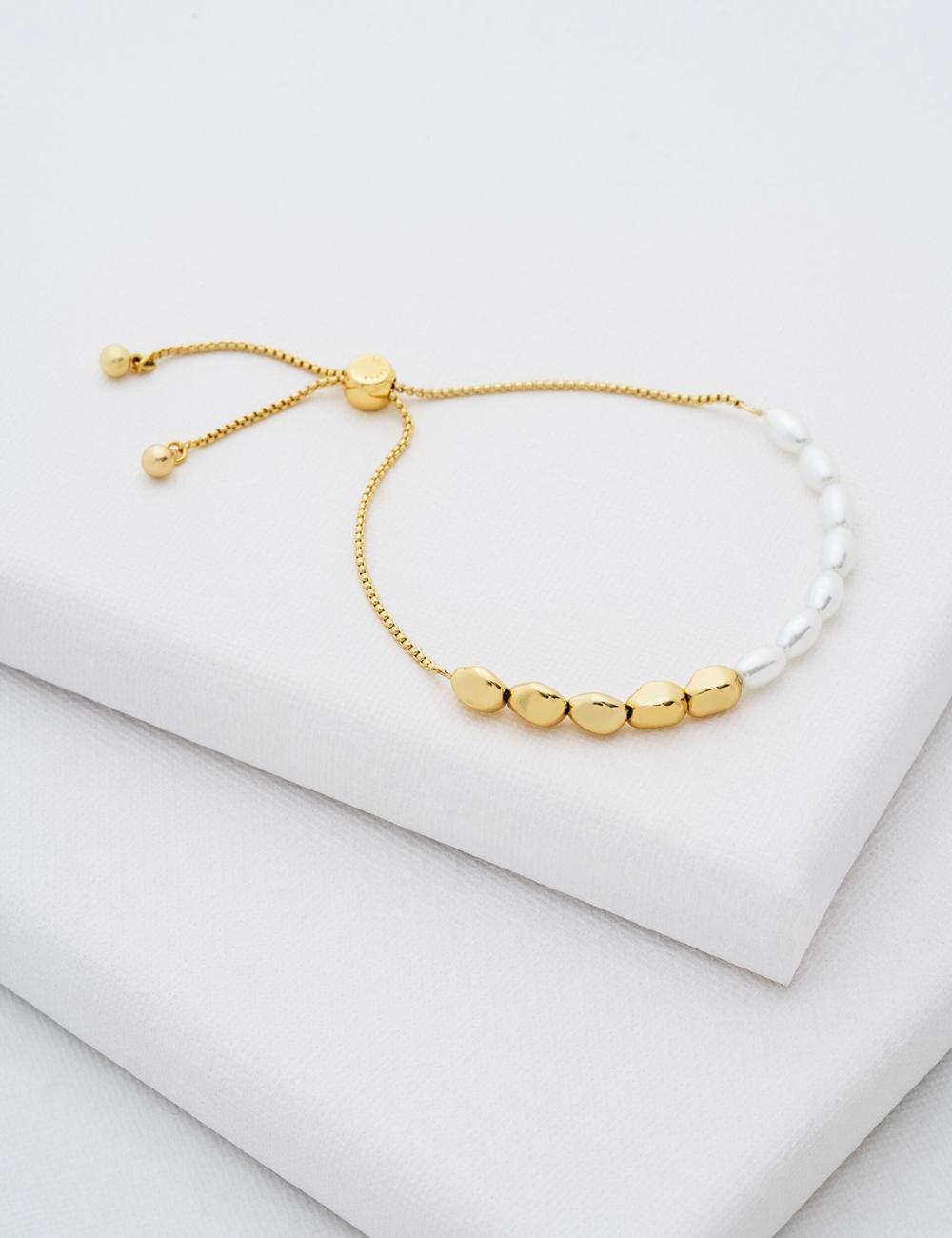 Ted Baker INELA - Island Pearl Bead Adjustable Armbanden Dames Goud | PLGD-21576