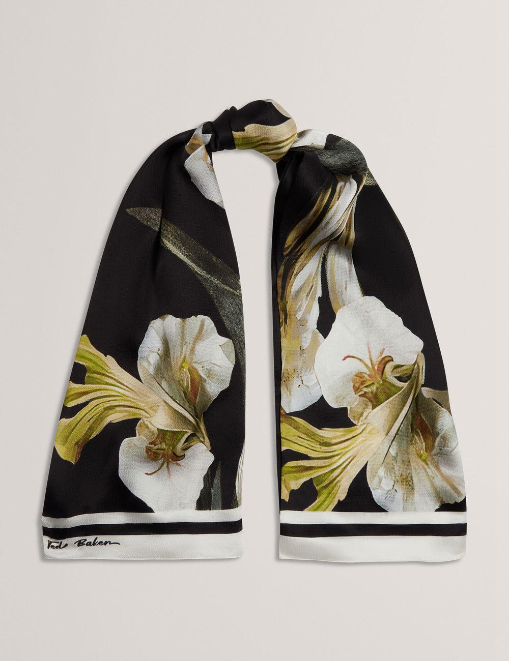 Ted Baker IRISSO - Floral Graphic Textured Long Silk Sjaals Dames Zwart | UOAM-23987