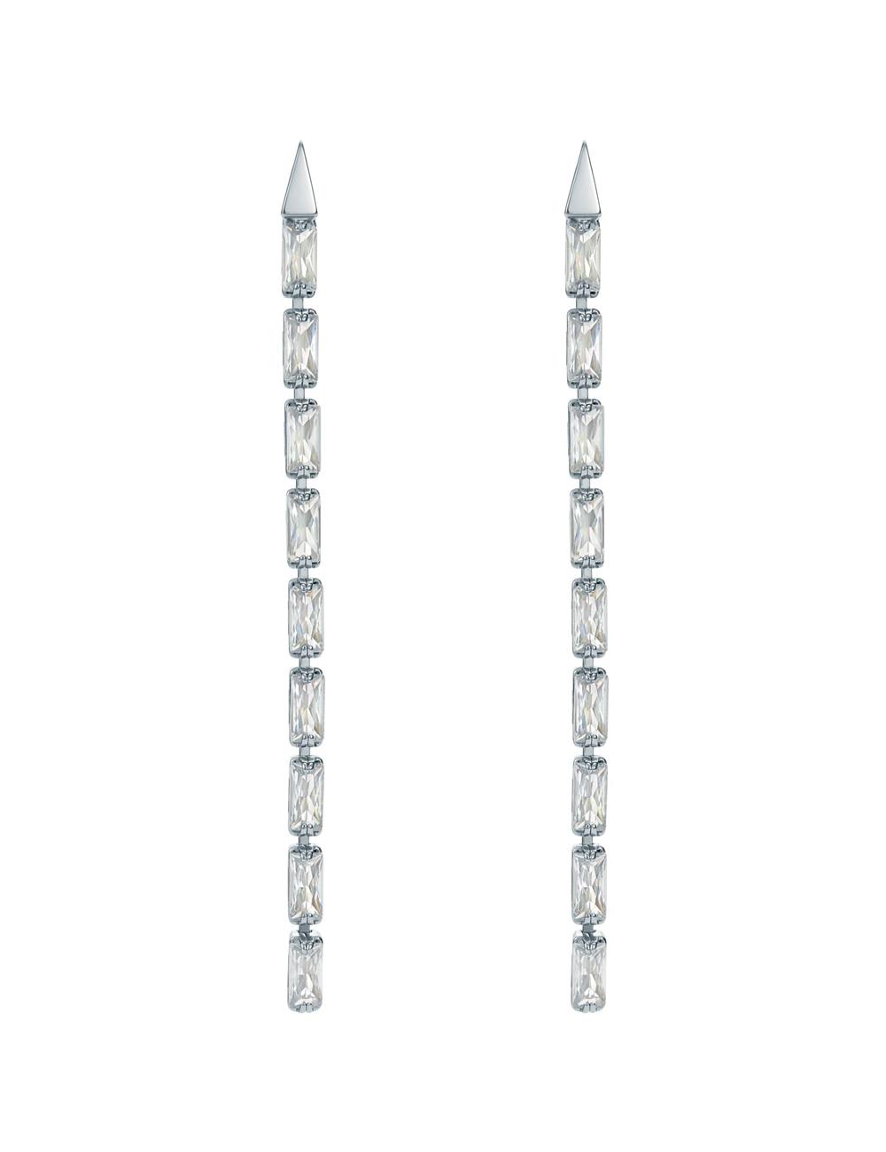 Ted Baker ISALIE - Baguette Crystal Long Drop Oorbellen Dames Zilver | FONY-57809