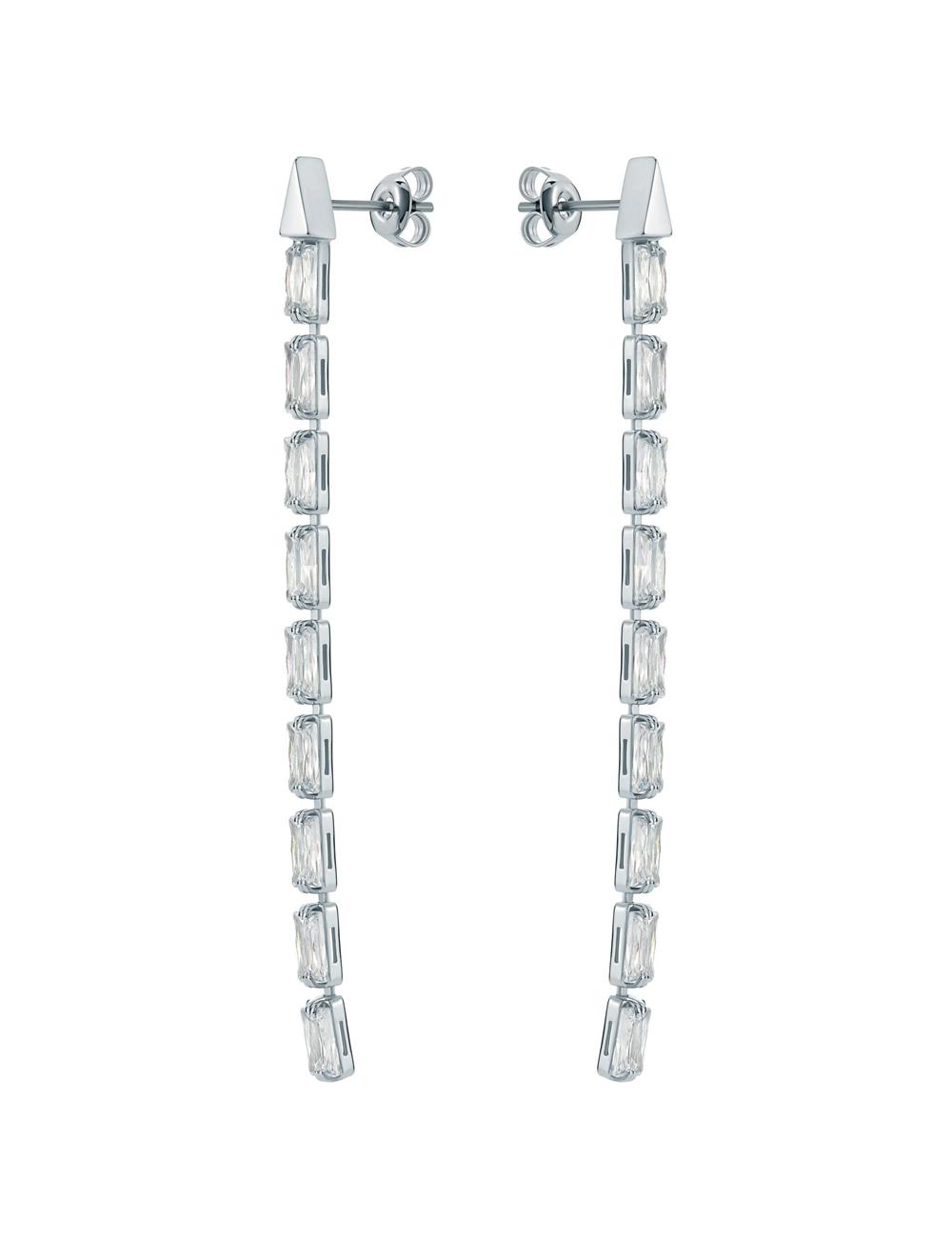 Ted Baker ISALIE - Baguette Crystal Long Drop Oorbellen Dames Zilver | FONY-57809