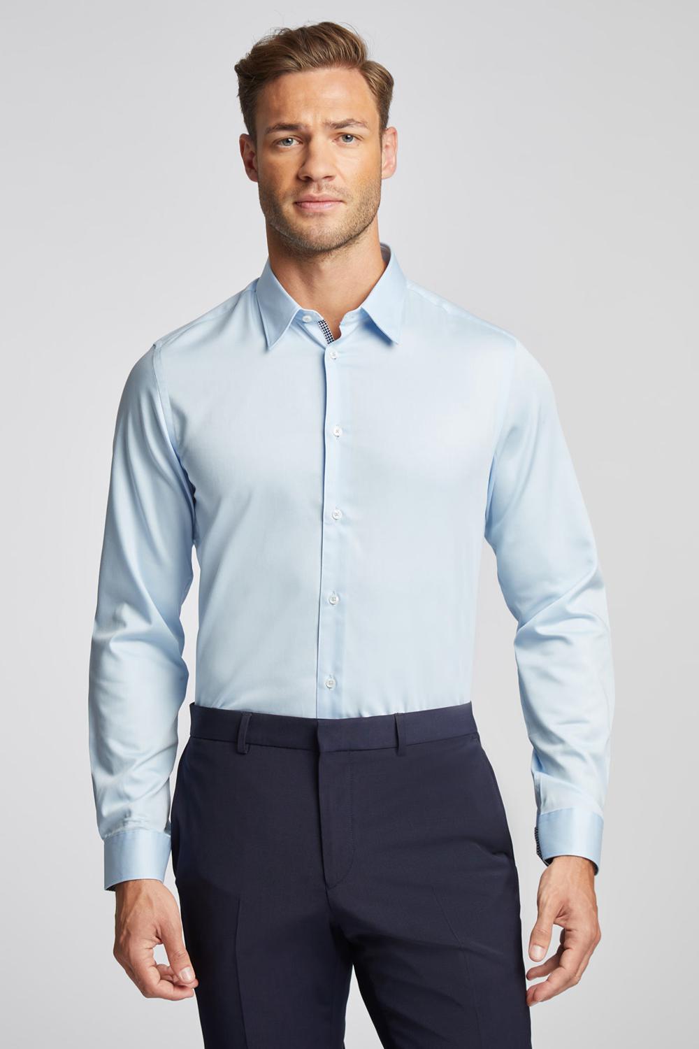Ted Baker ISLA - Slim Fit Pure Cotton Overhemd Heren Blauw | JGMO-47832