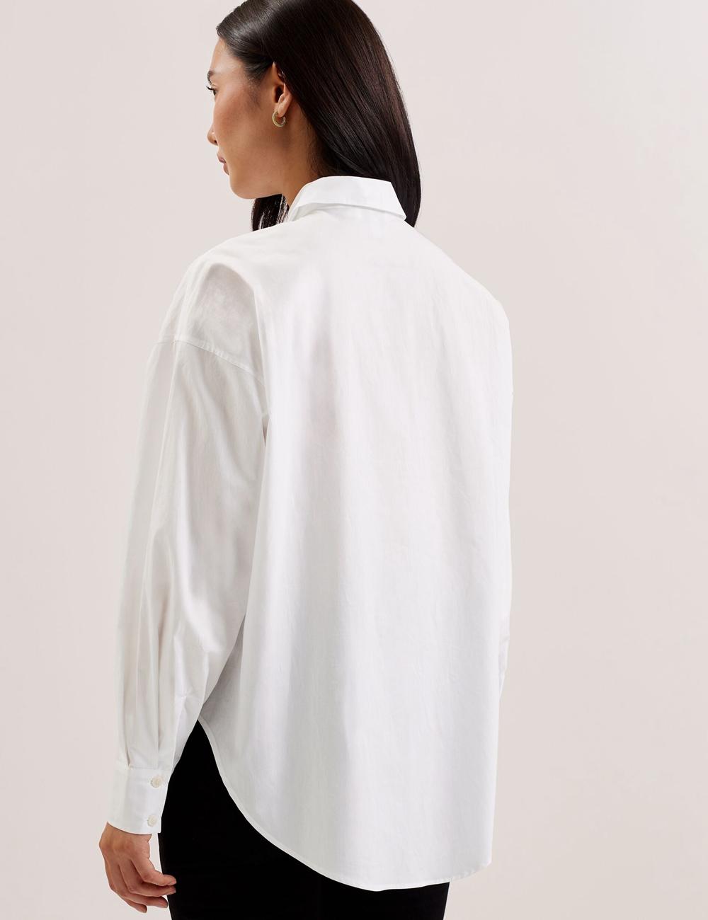 Ted Baker IZOTE - Oversized Drop Shoulder Bib Detail Overhemd Dames Wit | JBPO-27943