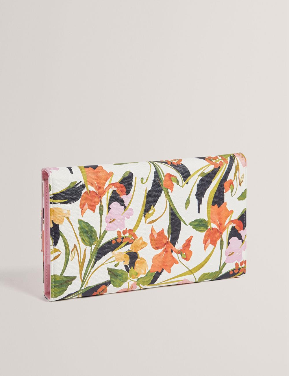 Ted Baker JACIIIE - Floral Print Faux Leather Travel Portefeuille Dames Wit | HXIS-39758