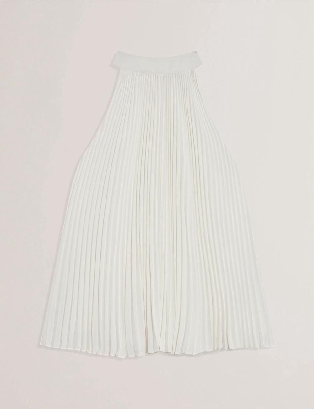 Ted Baker JAMAYA - High Halter Neck Pleated Sleeveless Topjes Dames Ivory | YTBH-98570