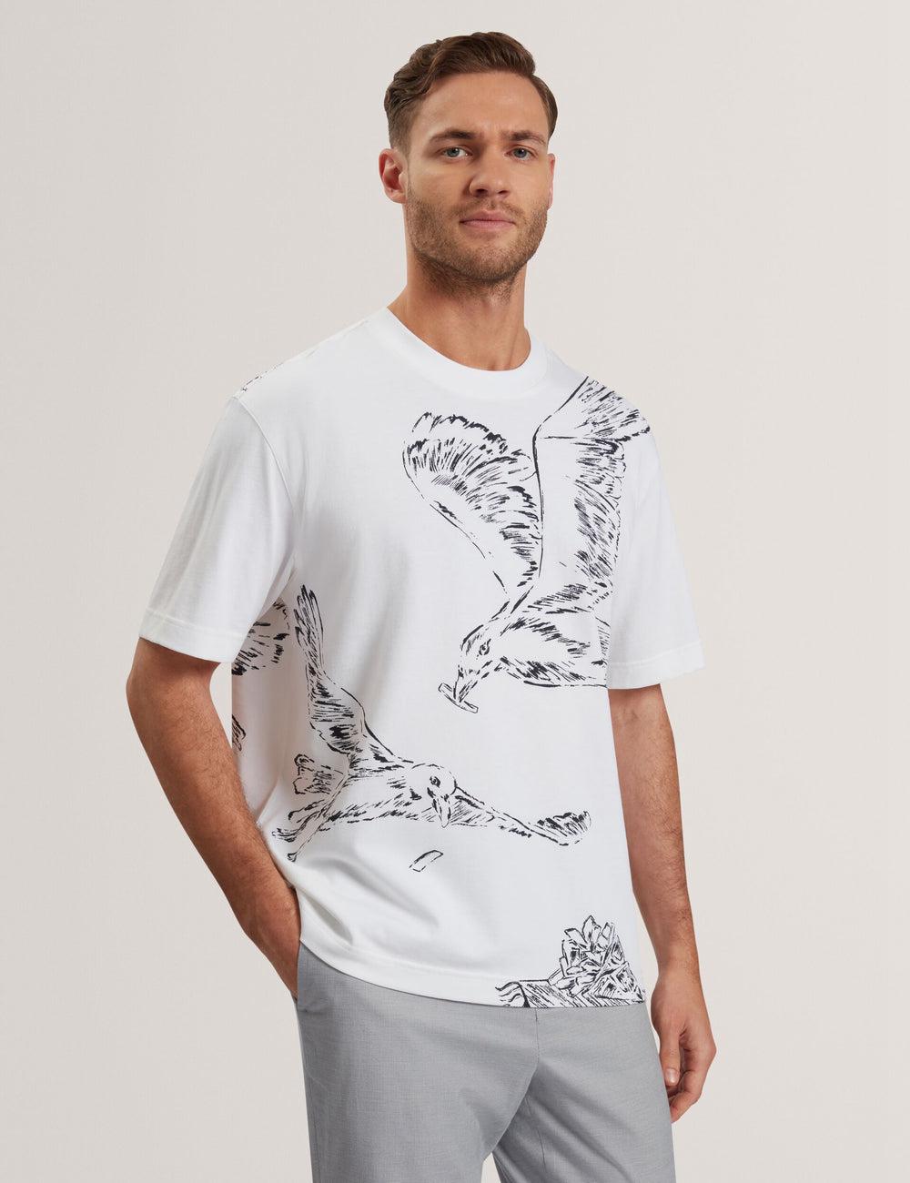 Ted Baker JAMESIO - Short Sleeve Graphic Seagull T-shirts Heren Wit | IFYB-93527