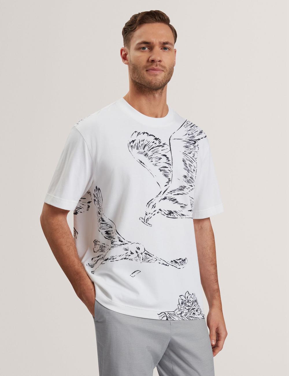Ted Baker JAMESIO - Short Sleeve Graphic Seagull T-shirts Heren Wit | IFYB-93527